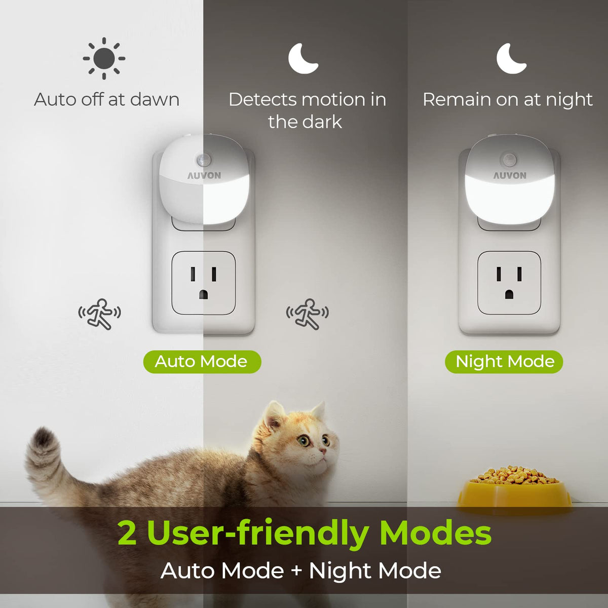 AUVON dusk-to-dawn sensor night light detects ambient light for automatic lighting