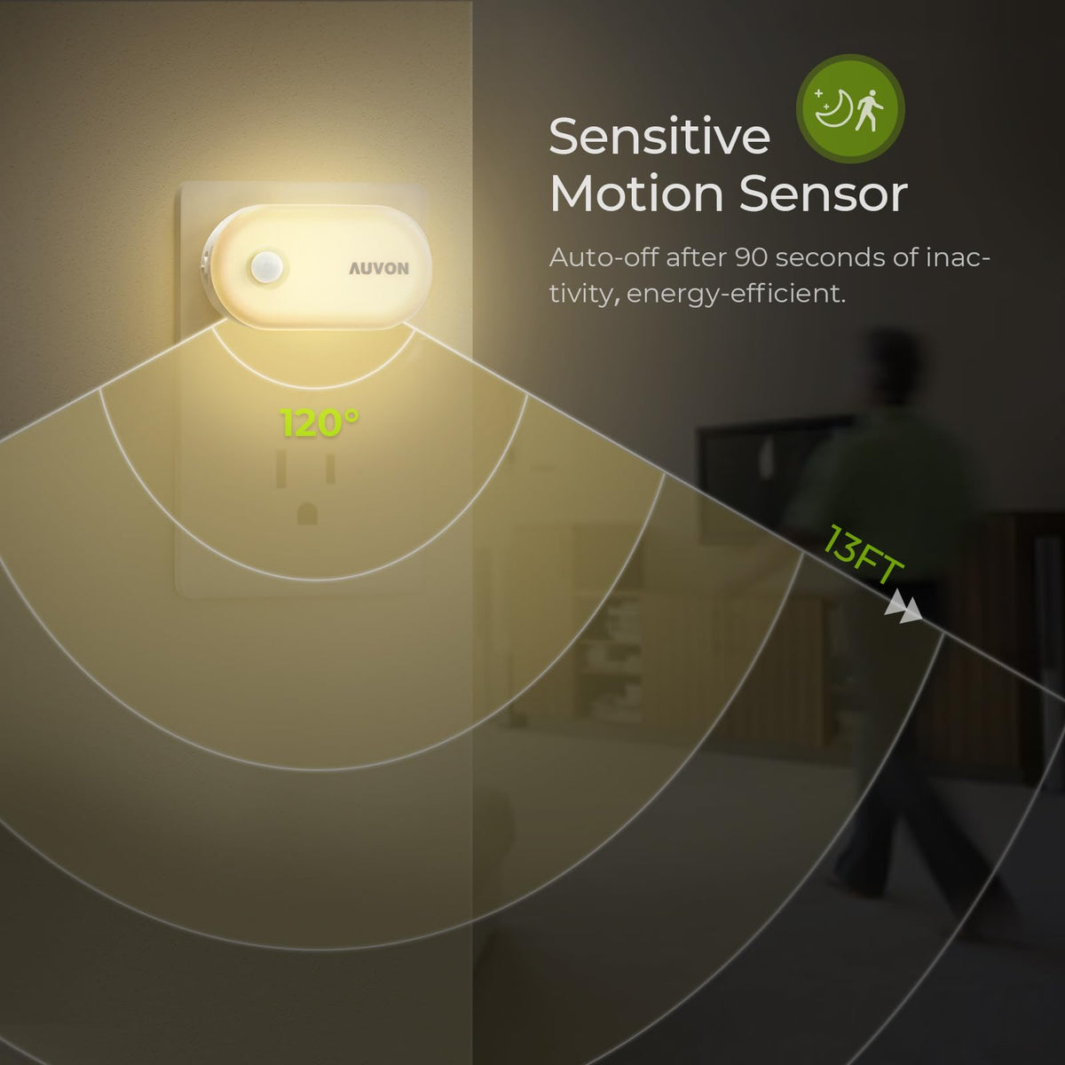 AUVON Night Light Motion Sensor in garage lighting the entry