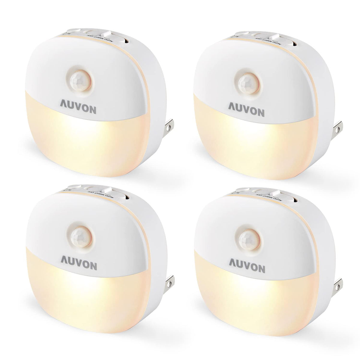 AUVON plug-in night light with motion sensor for bathroom safety and convenience.