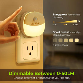 AUVON bedroom night light offers soft, adjustable brightness.