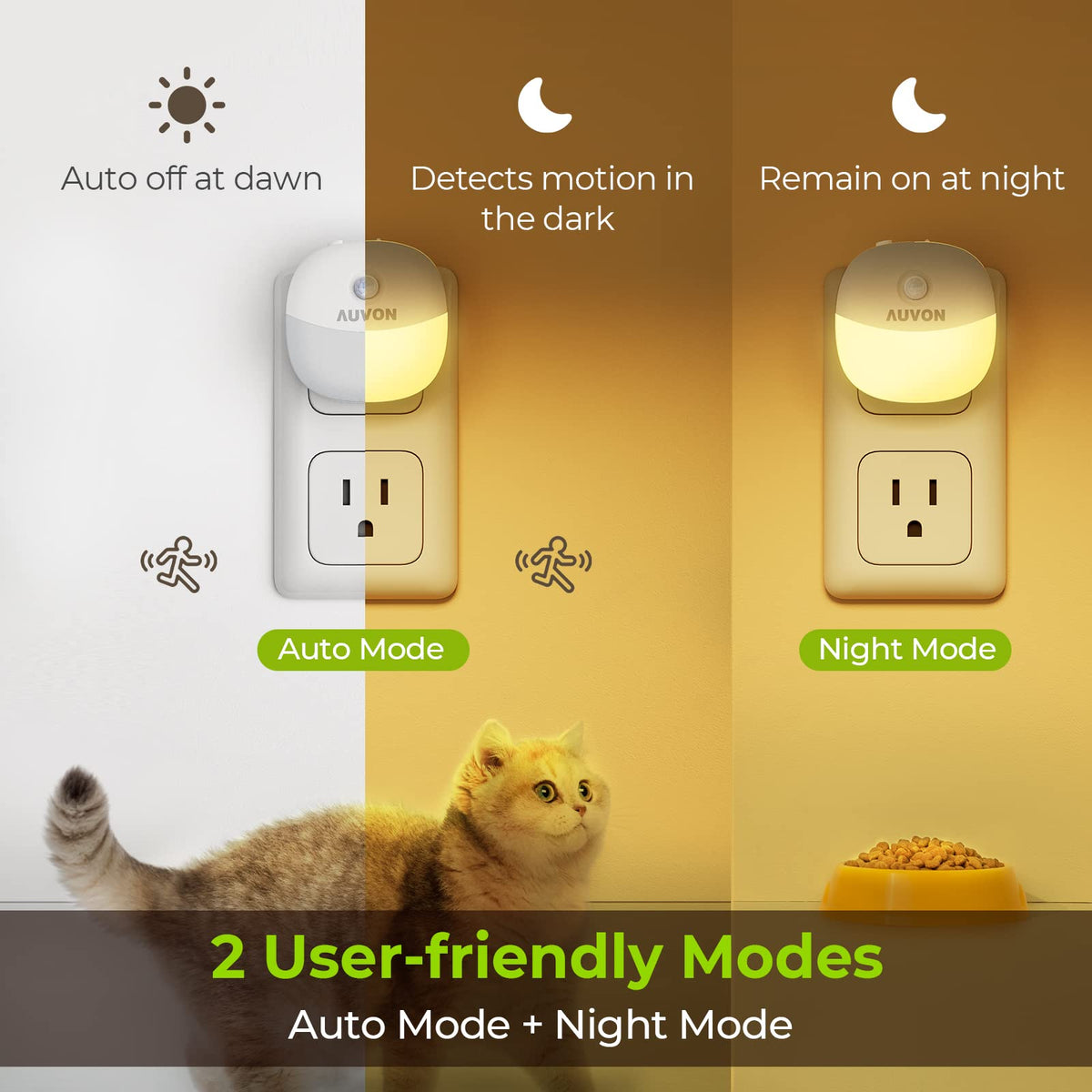 AUVON night light with motion detection guides hallway traffic discreetly.