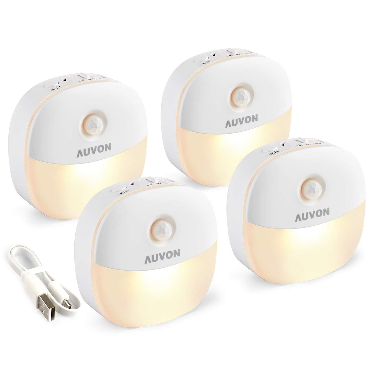 AUVON rechargeable night light with wall-mount motion sensor for safe stairs.