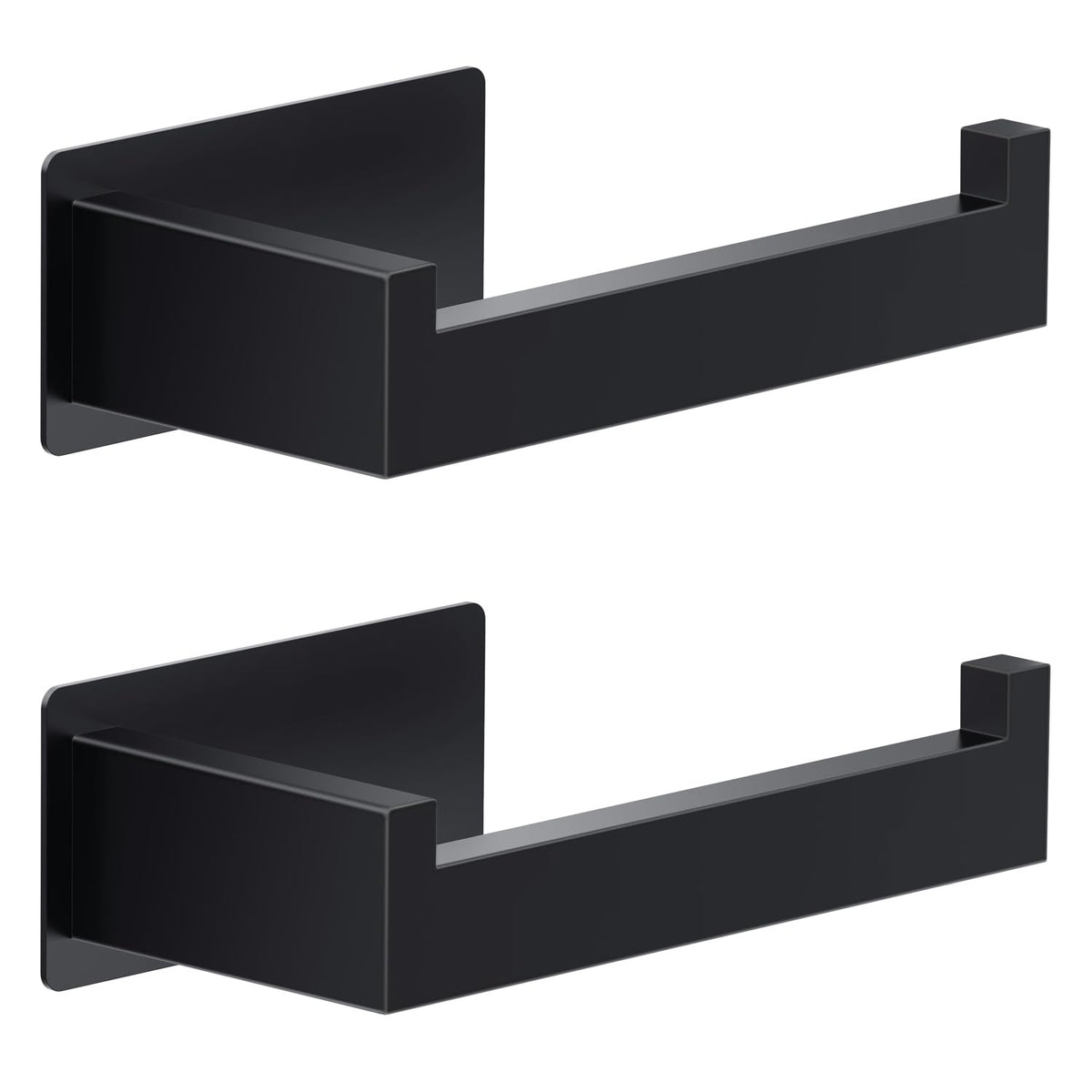 Auxmir adhesive toilet paper holder wall mount in matte black with a strong hold.