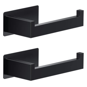 Auxmir adhesive toilet paper holder wall mount in matte black with a strong hold.