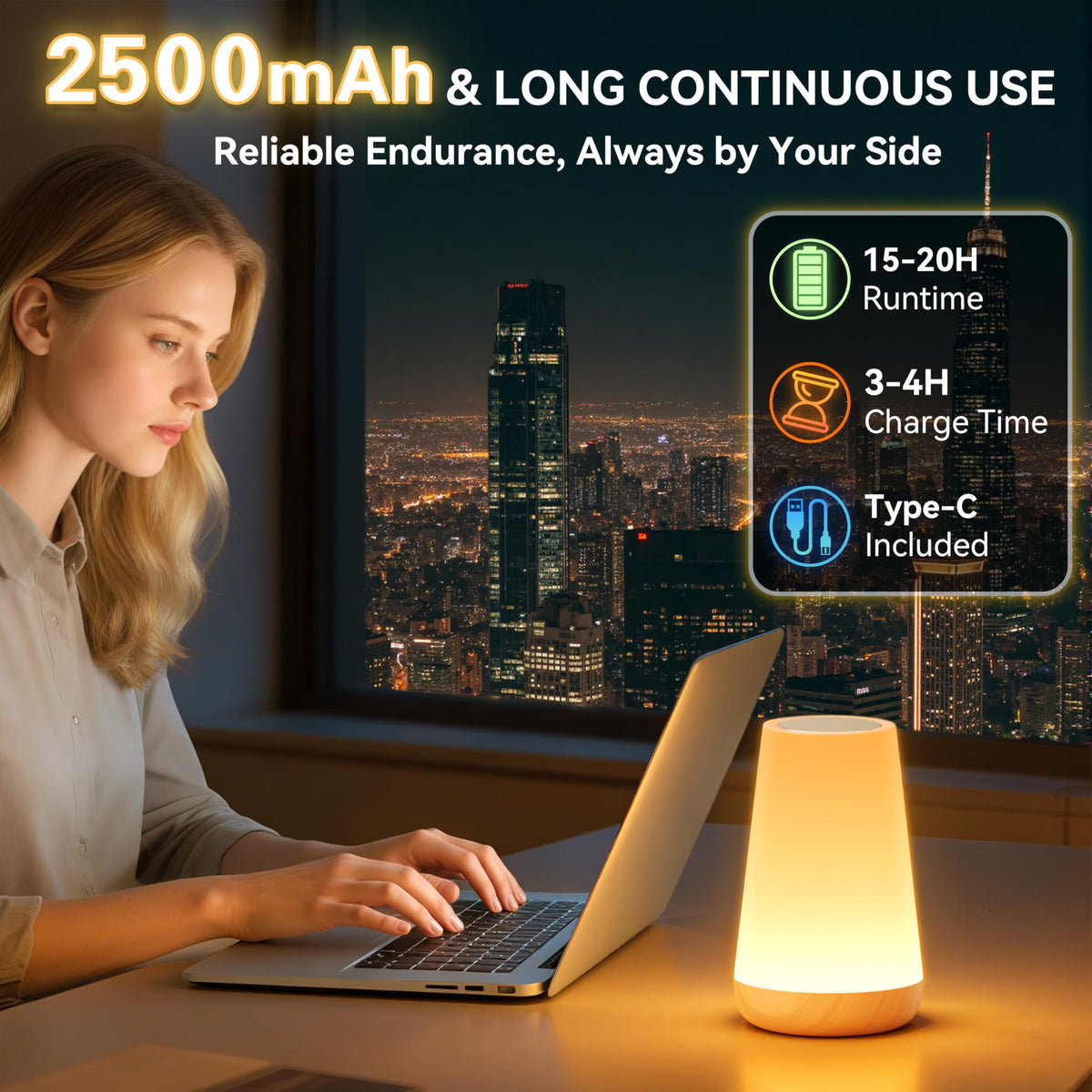 Auxmir portable USB-rechargeable night light ready for travel or outages.