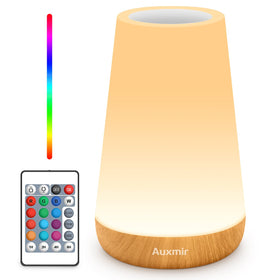 Auxmir rechargeable LED night light with top touch panel for simple color changes.