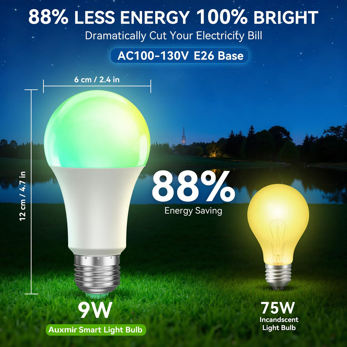 Auxmir 2700K–6500K white range helps tailor task lighting.