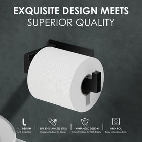 Auxmir SUS304 stainless steel tissue holder black resists rust for longevity in bathrooms.