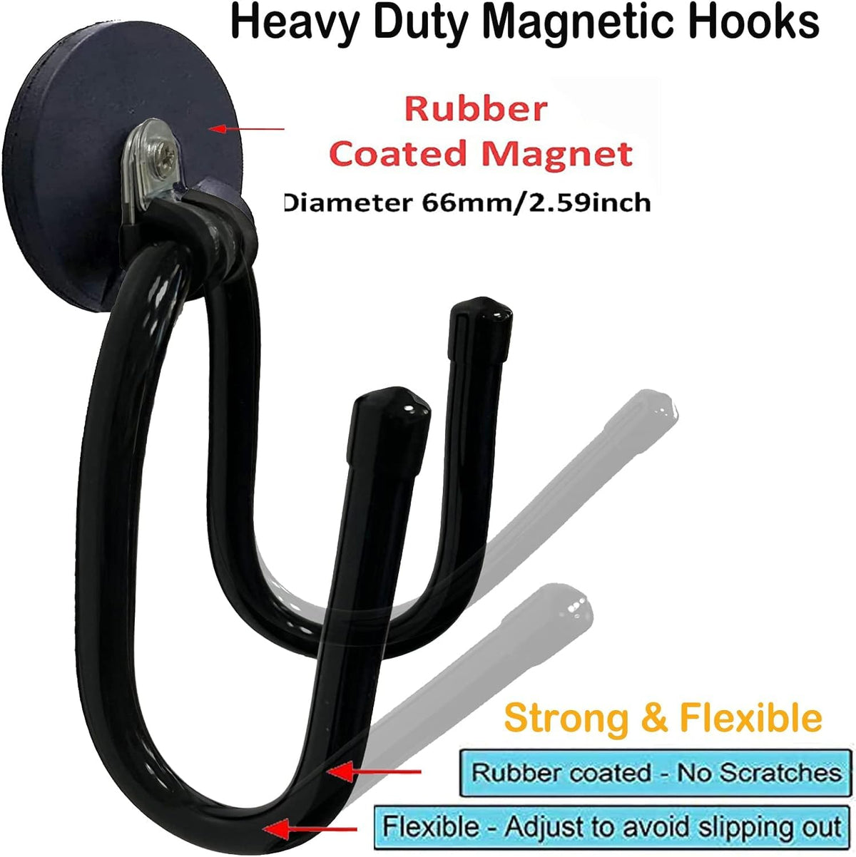 AUXPhome magnetic hook for hose coil keeps garden tools organized and accessible.