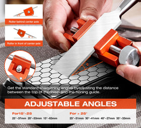 AUXTUR angle adjustment ensures customizable sharpening angles for blades