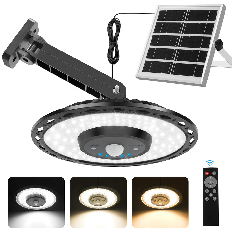 Auzev solar lights for indoor and outdoor use delivering 3000 lm illumination.