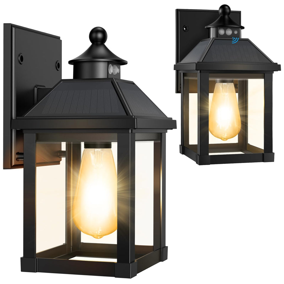 Auzev Solar Sconce Light outdoors with warm 3000K illumination.