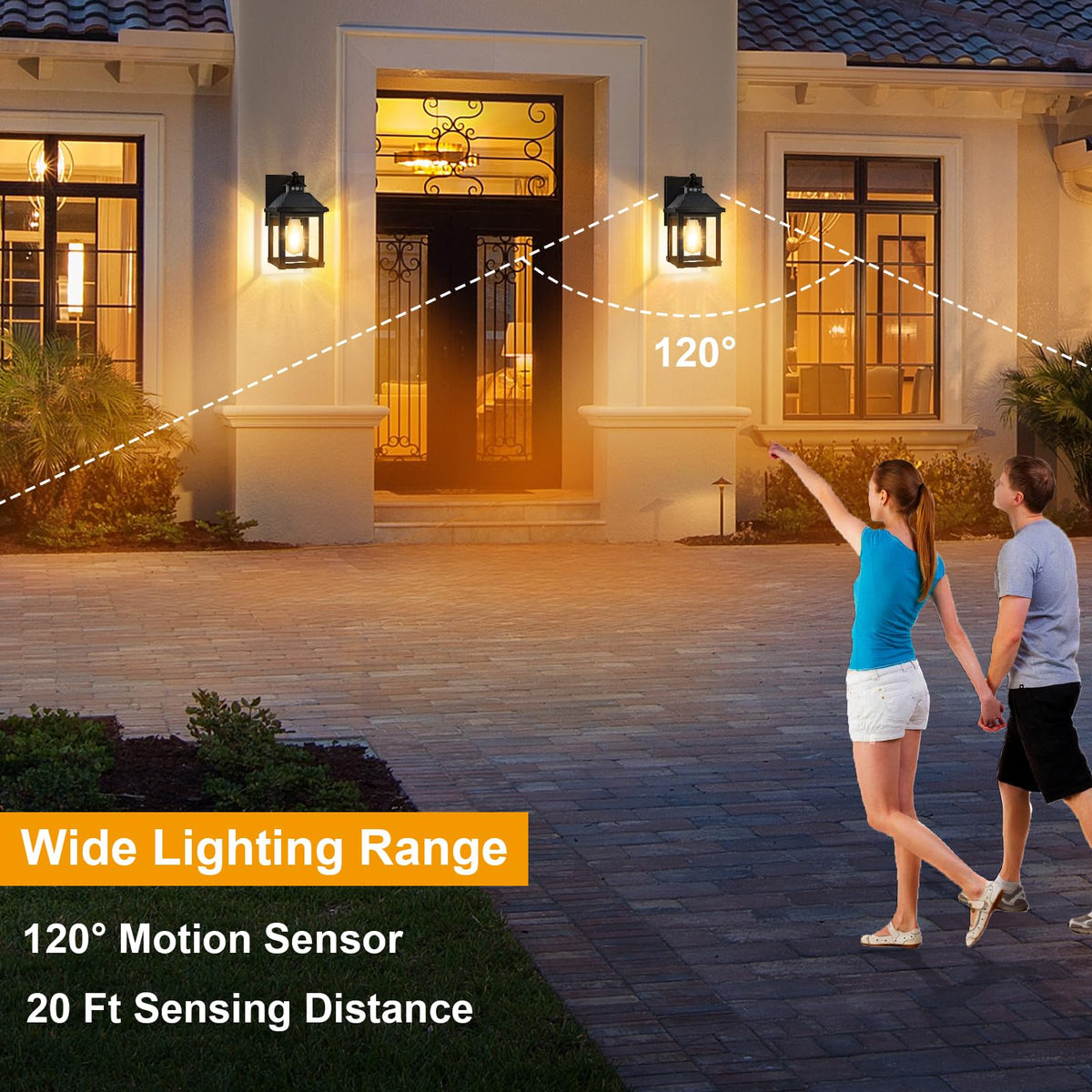 Auzev warm 3000K glow enhances porch ambiance.