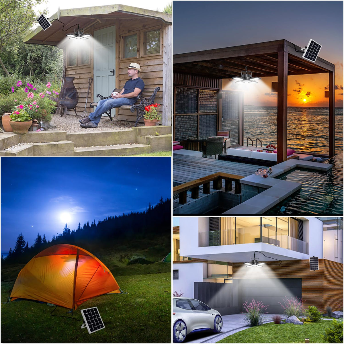 Auzev lighting in a garage or gazebo setting for practical use