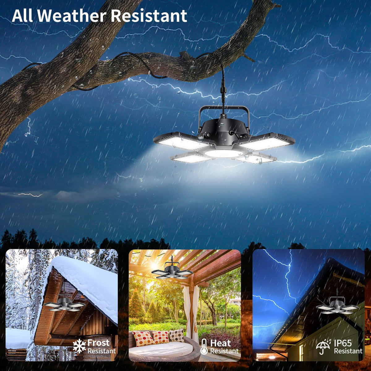 Auzev Solar Shed Light shown indoors with outdoor solar panel for versatile placement.