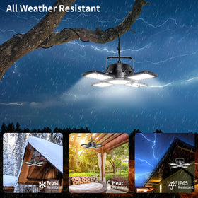 Auzev Solar Shed Light shown indoors with outdoor solar panel for versatile placement.