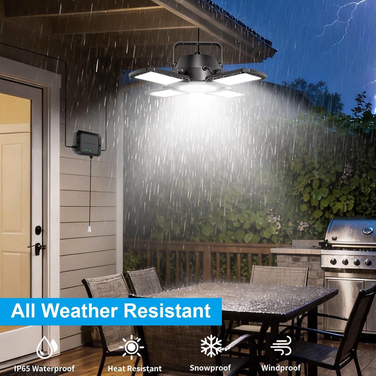 Auzev Solar Shed Light IP65 waterproof design supports indoor/outdoor use.