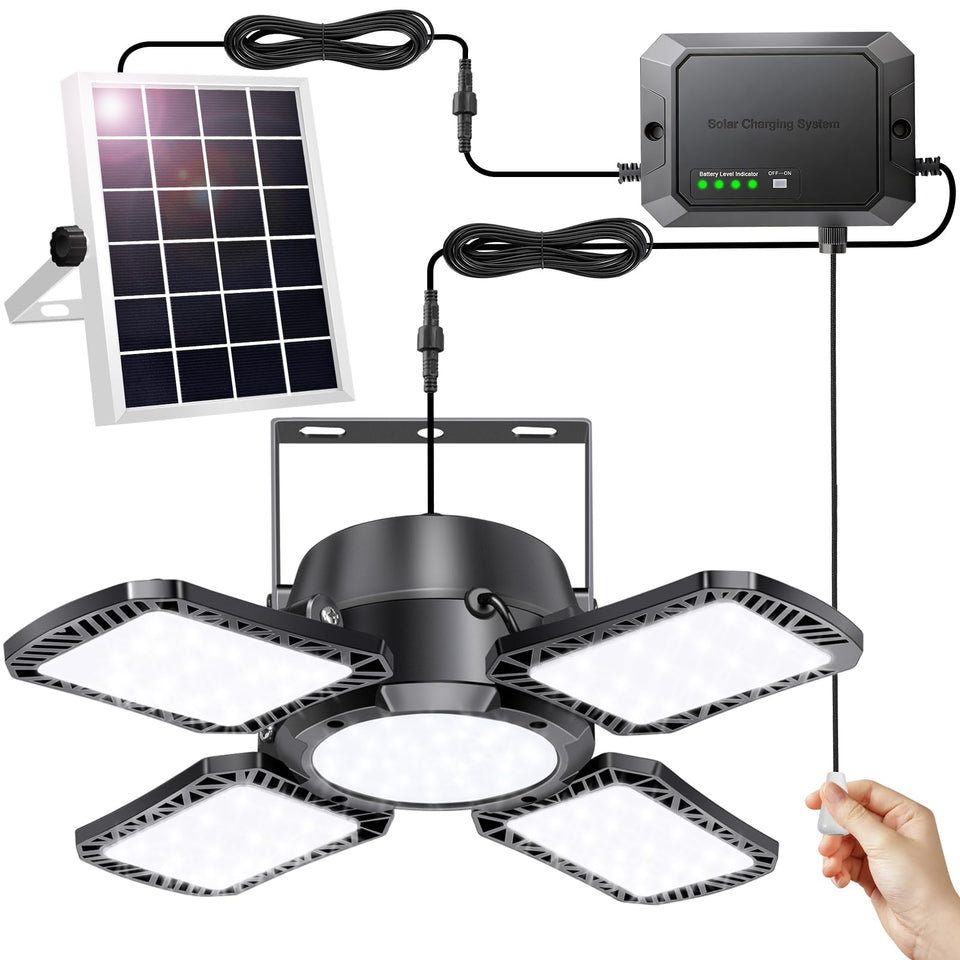 Auzev Solar Shed Light with pull switch for easy on/off in sheds.