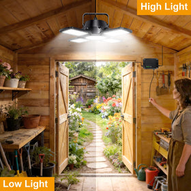 Auzev Solar Shed Light offering ambient and high brightness modes.