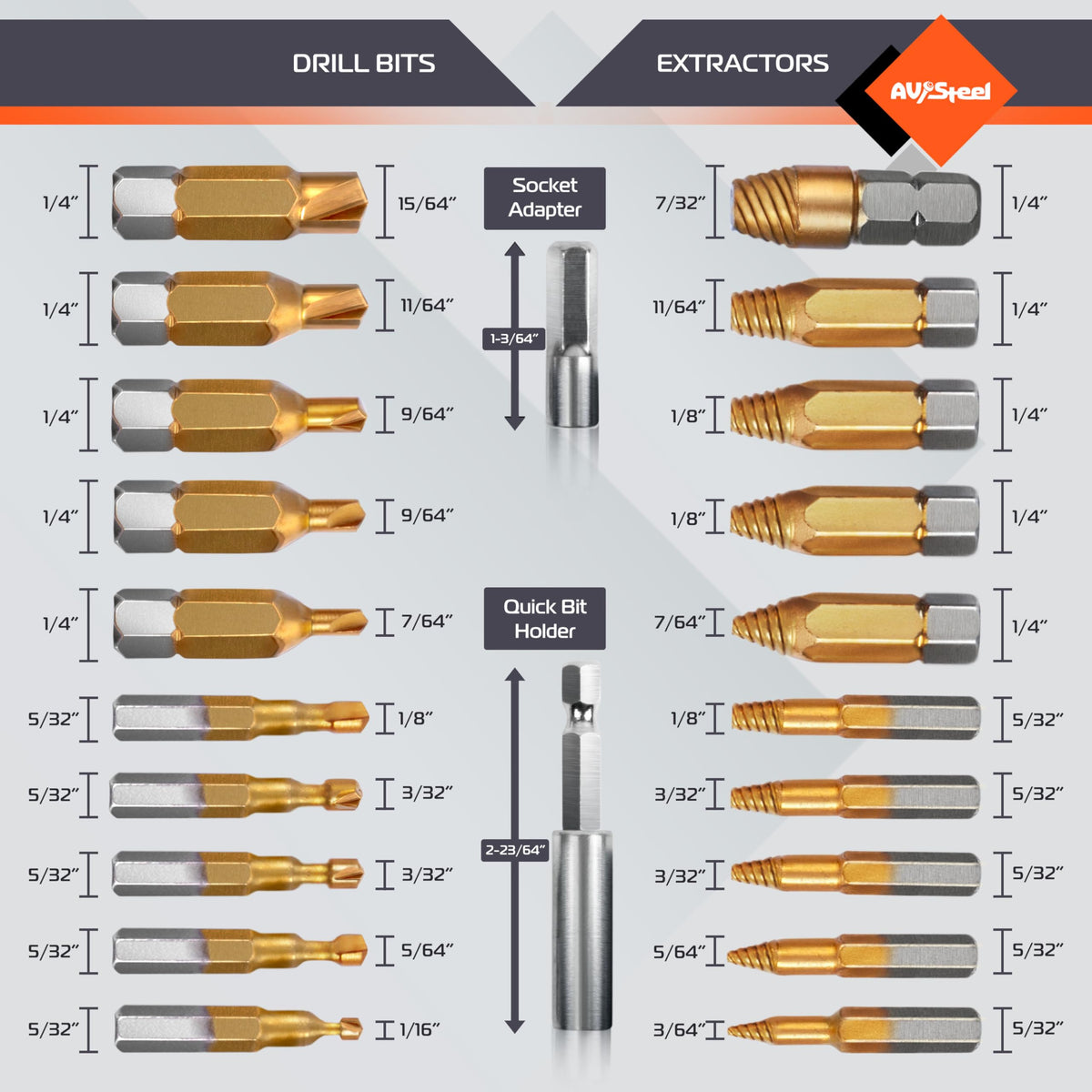 AV Steel magnetic extension bit holder keeps bits secure during tough removal tasks.