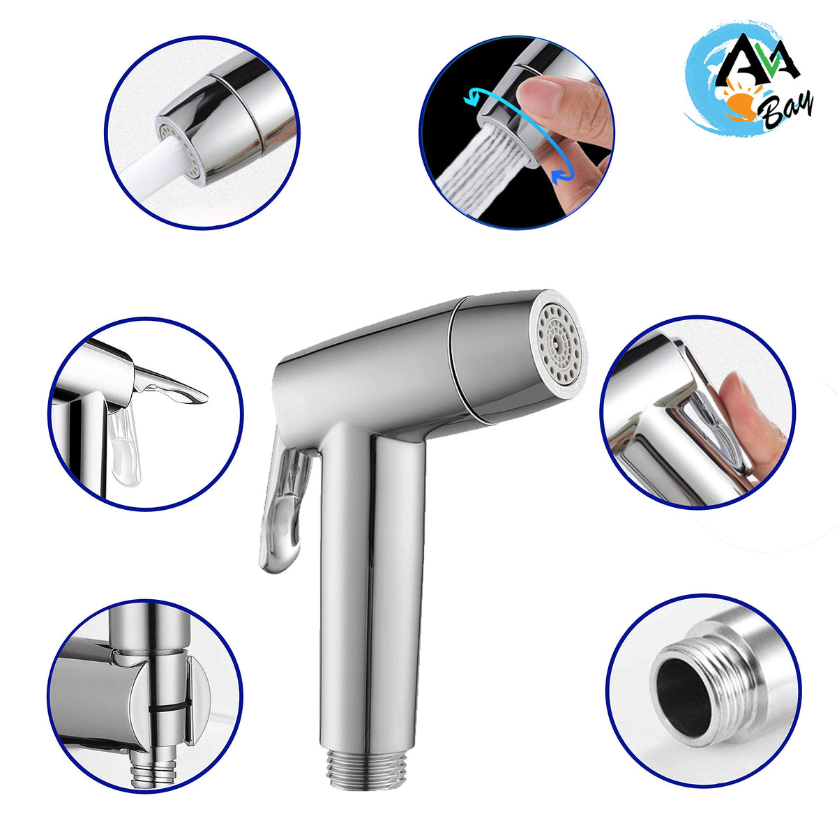 AVAbay chrome finish bidet sprayer for durable bathroom use