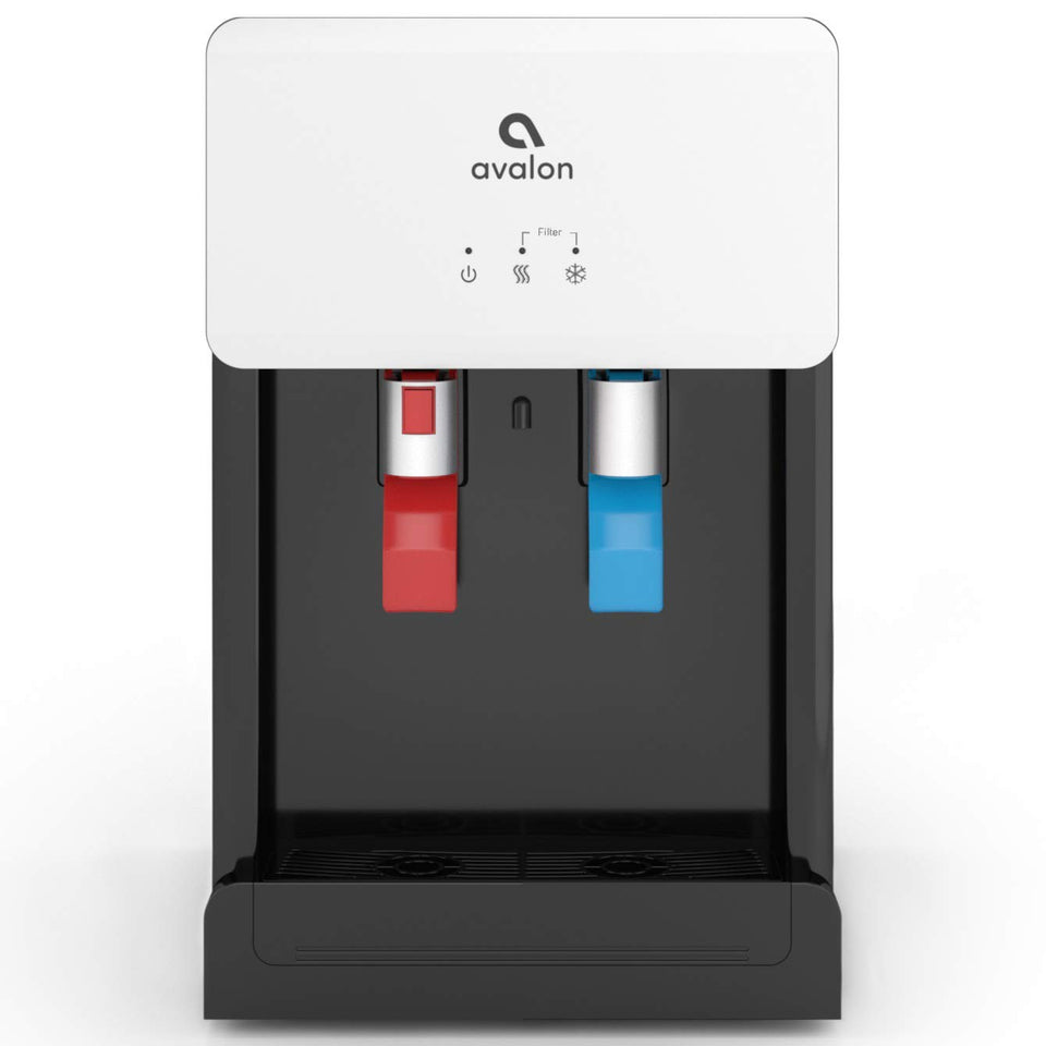 Avalon B8WHT countertop water cooler front view shows sleek design for busy kitchens.