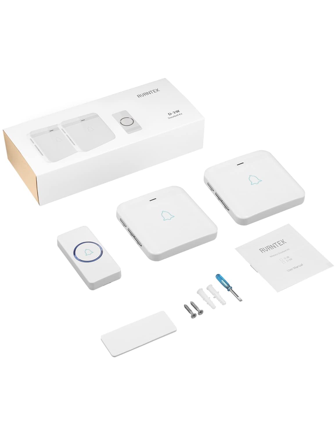 AVANTEK installation pack with screws and adhesive patch for quick setup.