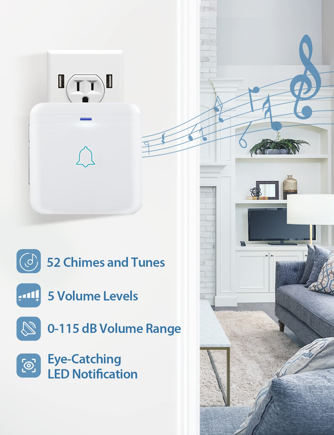 AVANTEK doorbell receiver plug-in for reliable indoor signaling.