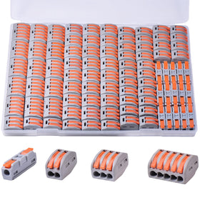 AVARBUVO lever wire connector in use for quick, secure splicing of household wiring.