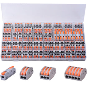 Avarbuvo lever wire connectors kit close-up showing ports for quick, tool-free splicing.