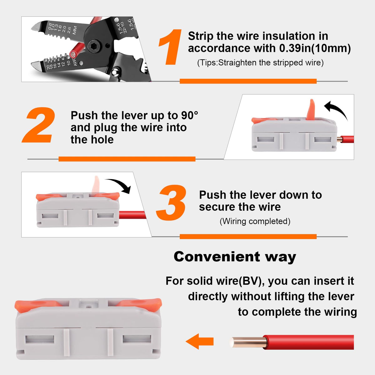 AVARBUVO splice inline terminal in a 1 in 1 out configuration for quick splices.
