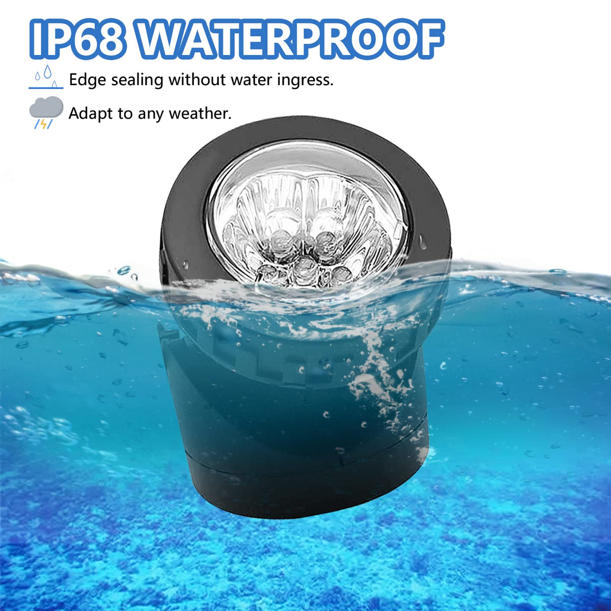 AVEKI solar pond light with two heads offers versatile landscape illumination.
