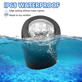 AVEKI solar pond light with two heads offers versatile landscape illumination.