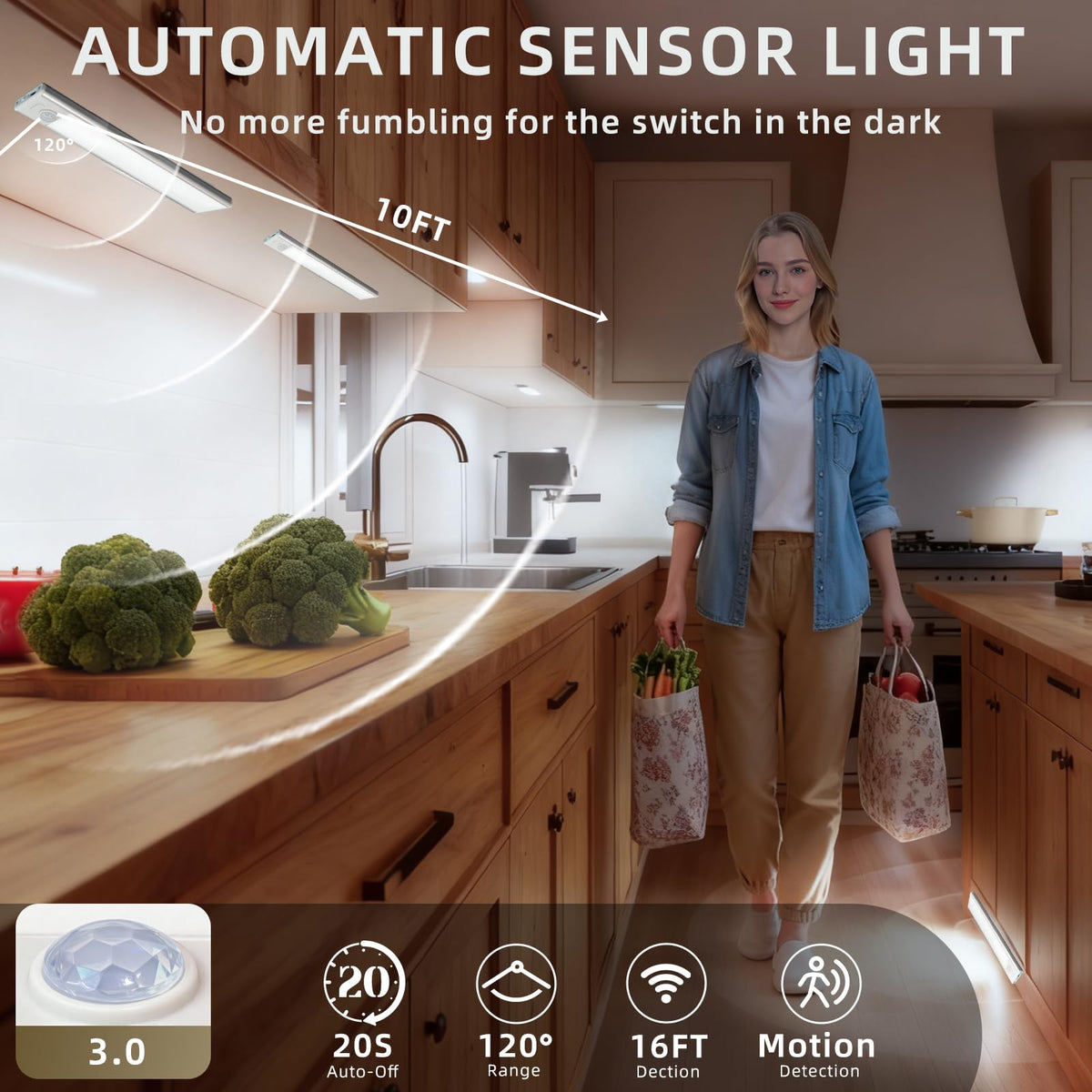 AVEVA always-on cabinet light providing steady brightness