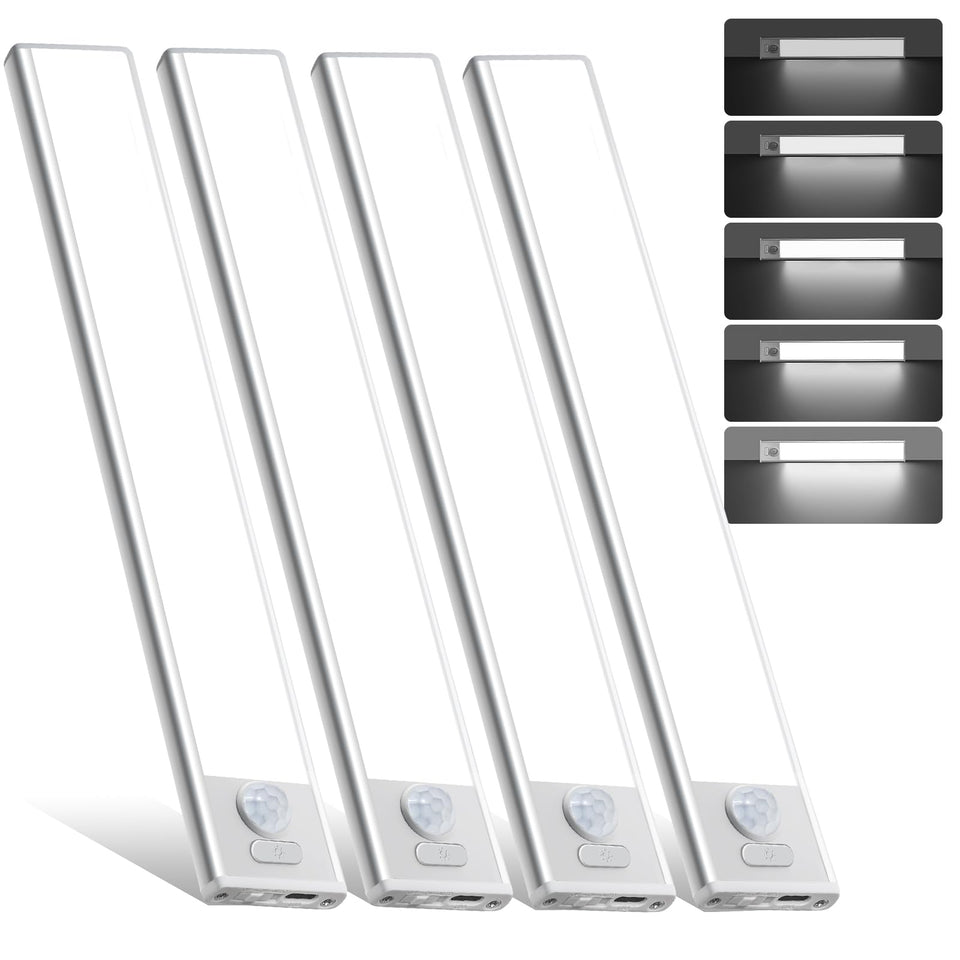 AVEVA motion-sensing under-cabinet light illuminating a dim countertop