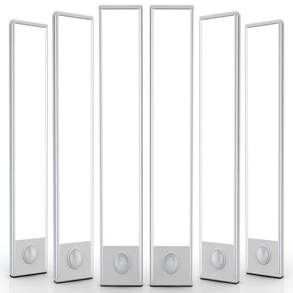 AVEVA 6-pack under cabinet lights setup illustrating wireless installation on a metal surface