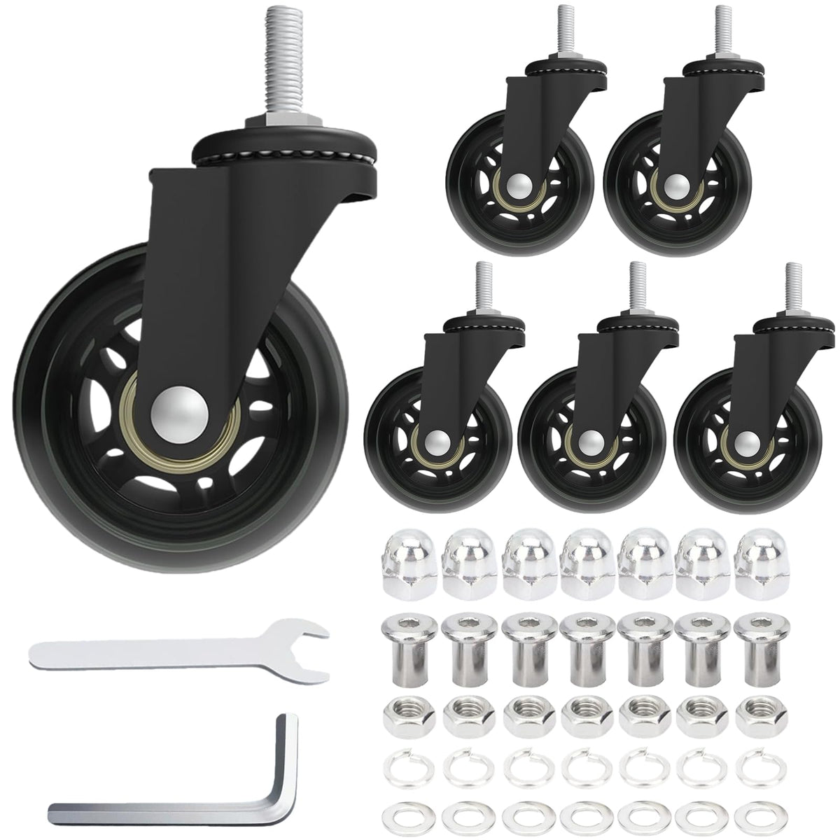AVGGO creeper wheels 6-pack with assembly tools for quick setup and replacement