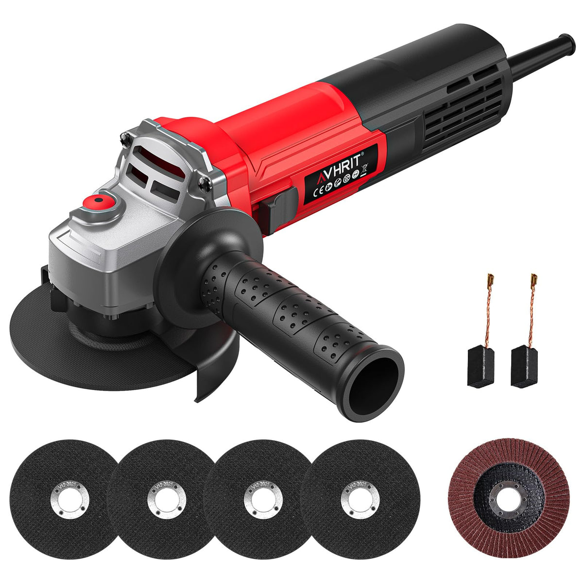 Avhrit angle grinder compact design with side handle for precise control.
