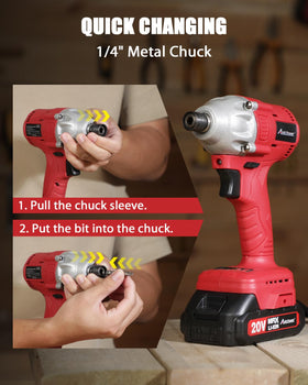 Hardwood decking being driven with AVID POWER 20V brushless impact driver