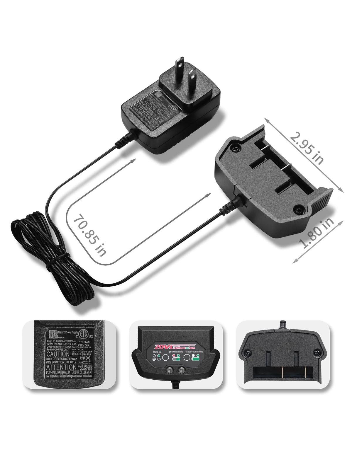 AVID POWER 20V charger in use with a battery being charged nearby