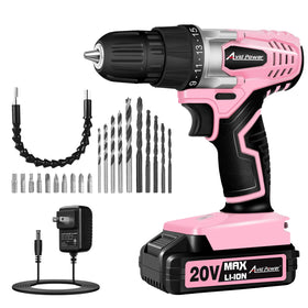 AVID POWER 20V cordless drill pink with ergonomic grip for comfortable home projects