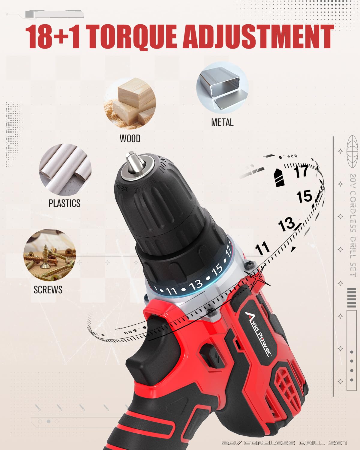 AVID POWER drill with ergonomic grip reduces fatigue during long tasks
