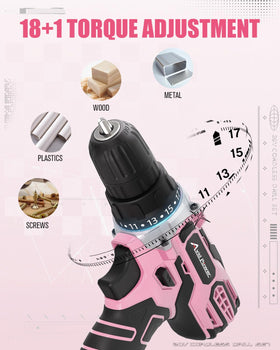 AVID POWER pink 22-piece bit set in case, versatile for mounting and drilling