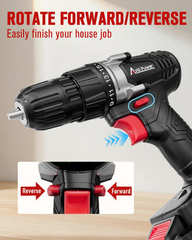AVID POWER 3/8-inch keyless chuck enables fast, tool-free bit changes.