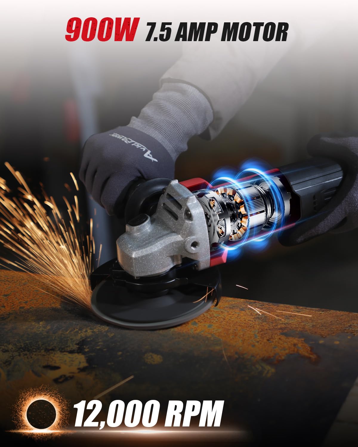 AVID POWER 4-1/2 inch disc change is quick with spindle lock.