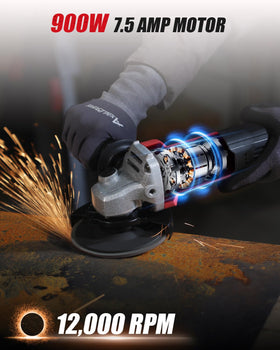 AVID POWER 4-1/2 inch disc change is quick with spindle lock.