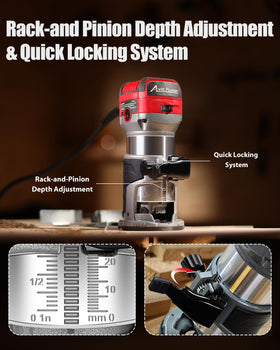 AVID POWER depth adjustment with rack-and-pinion for accuracy