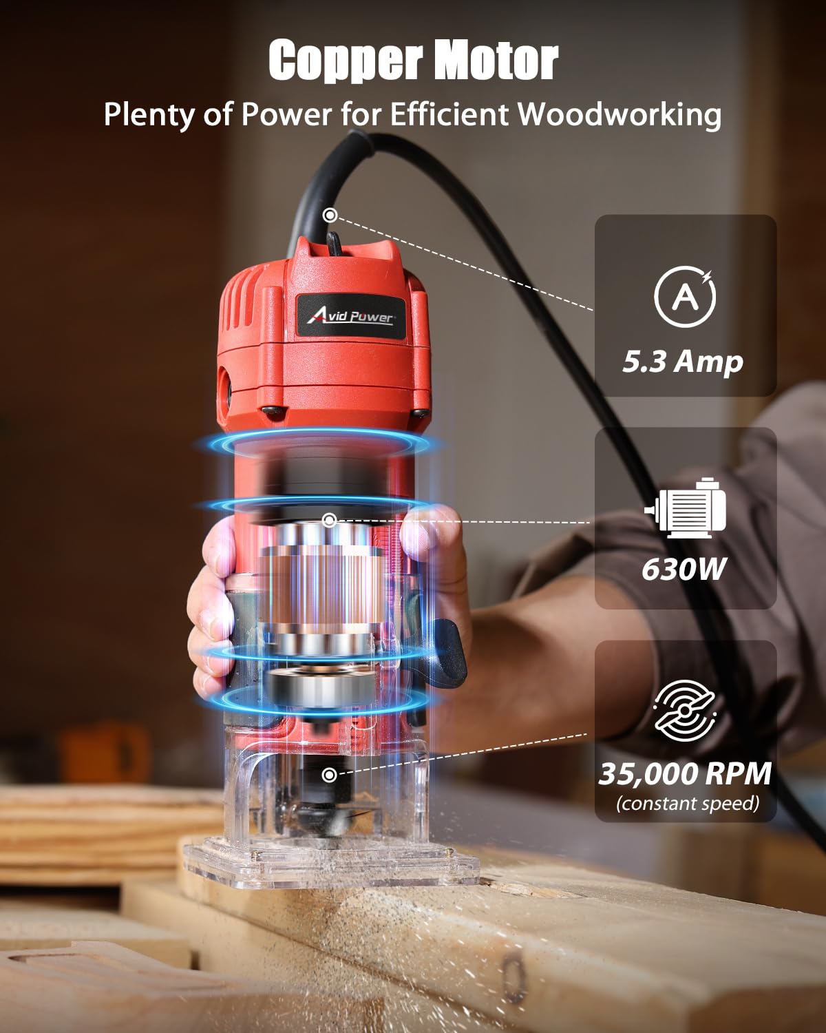 AVID POWER fixed-base router setup provides stable guiding