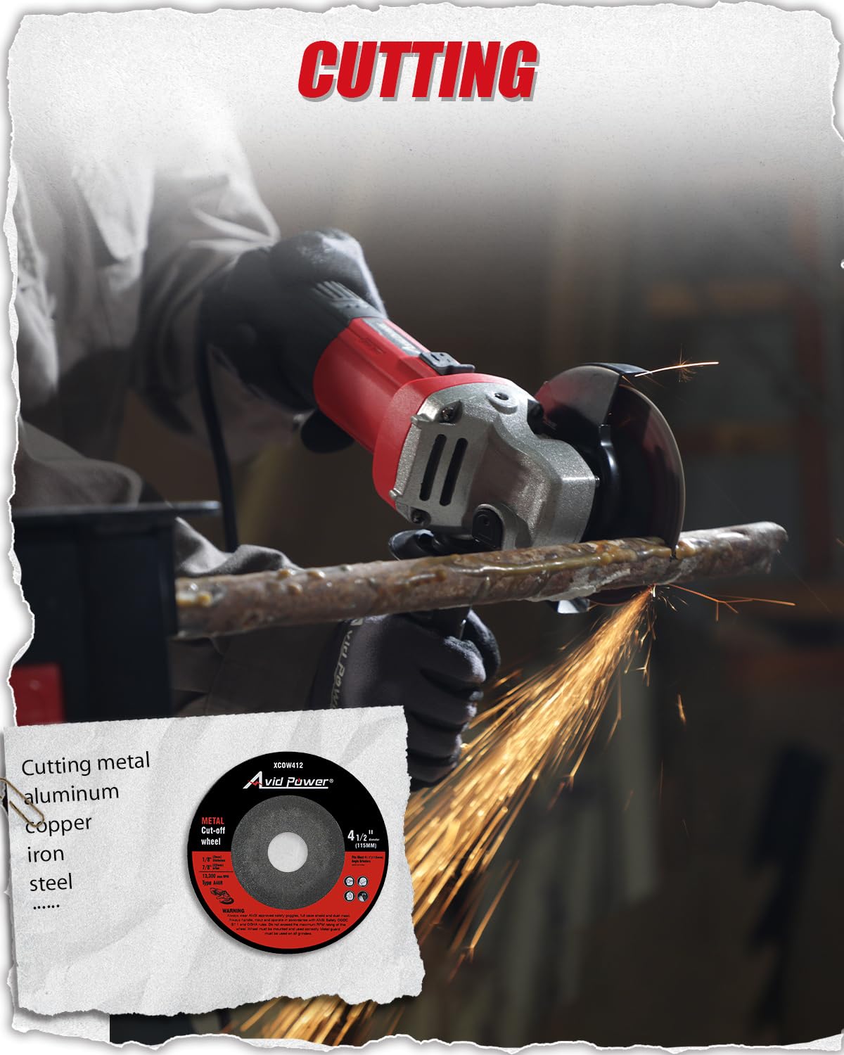 AVID POWER adjustable safety guard shields sparks during grinding.
