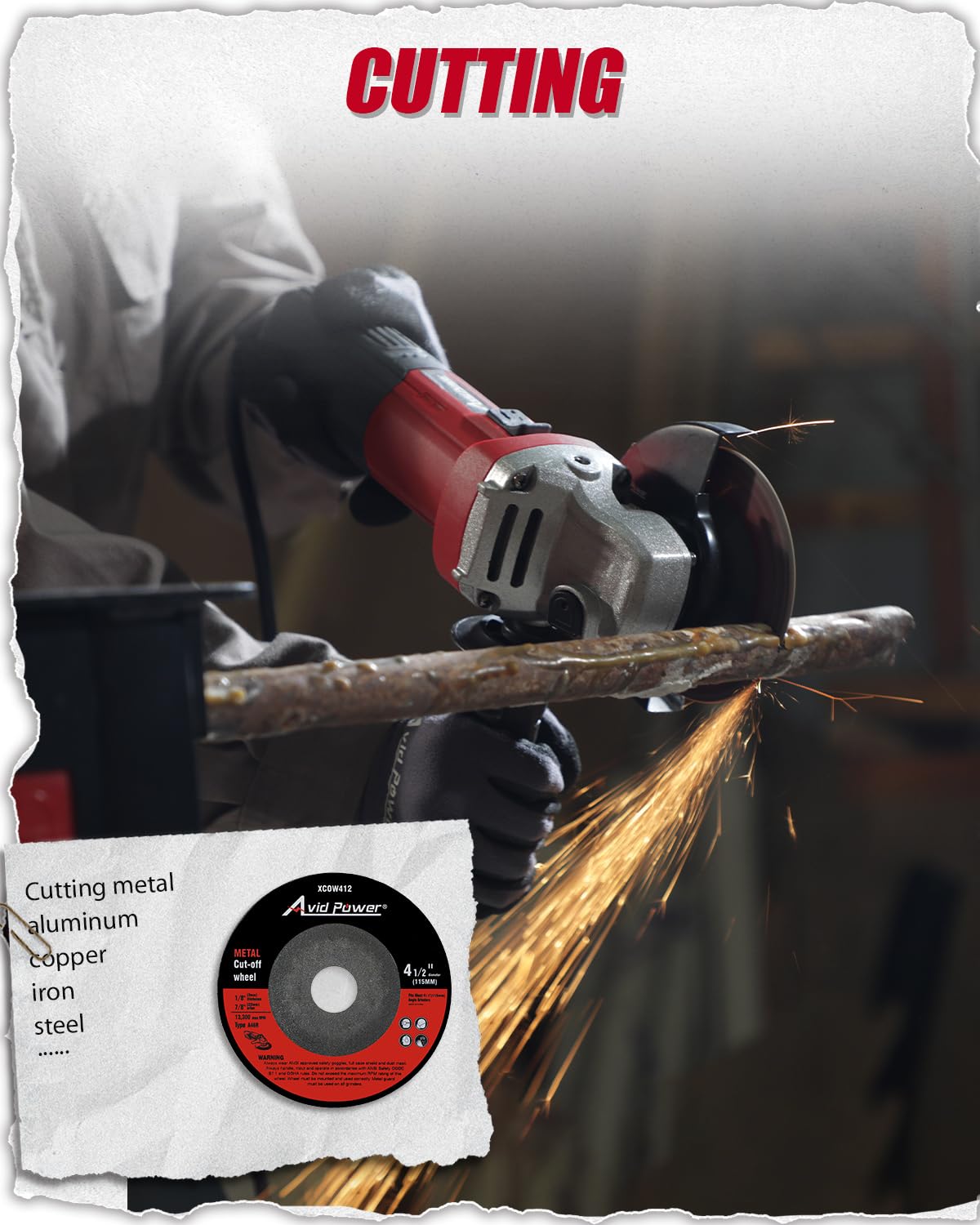 AVID POWER angle grinder 4-1/2-inch arbor compatible with most discs.